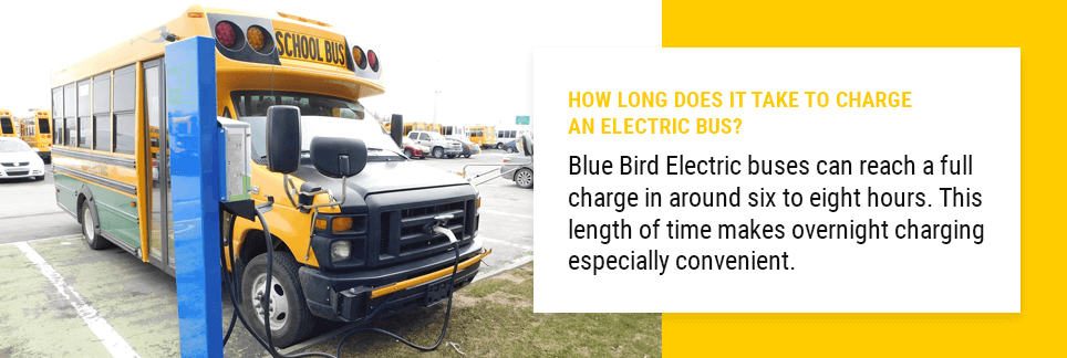 Blue Bird Electric buses can reach a full battery charge in around six to eight hours